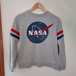 Small Gray Mighty Fine NASA Crewneck Sweatshirt